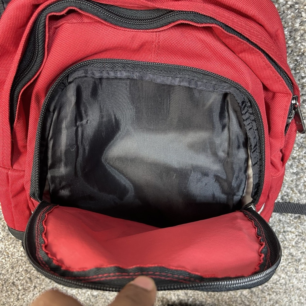 Nike Red Black Logo Backpack School Bag Sports Travel Gym Book Bag - Picture 5 of 7